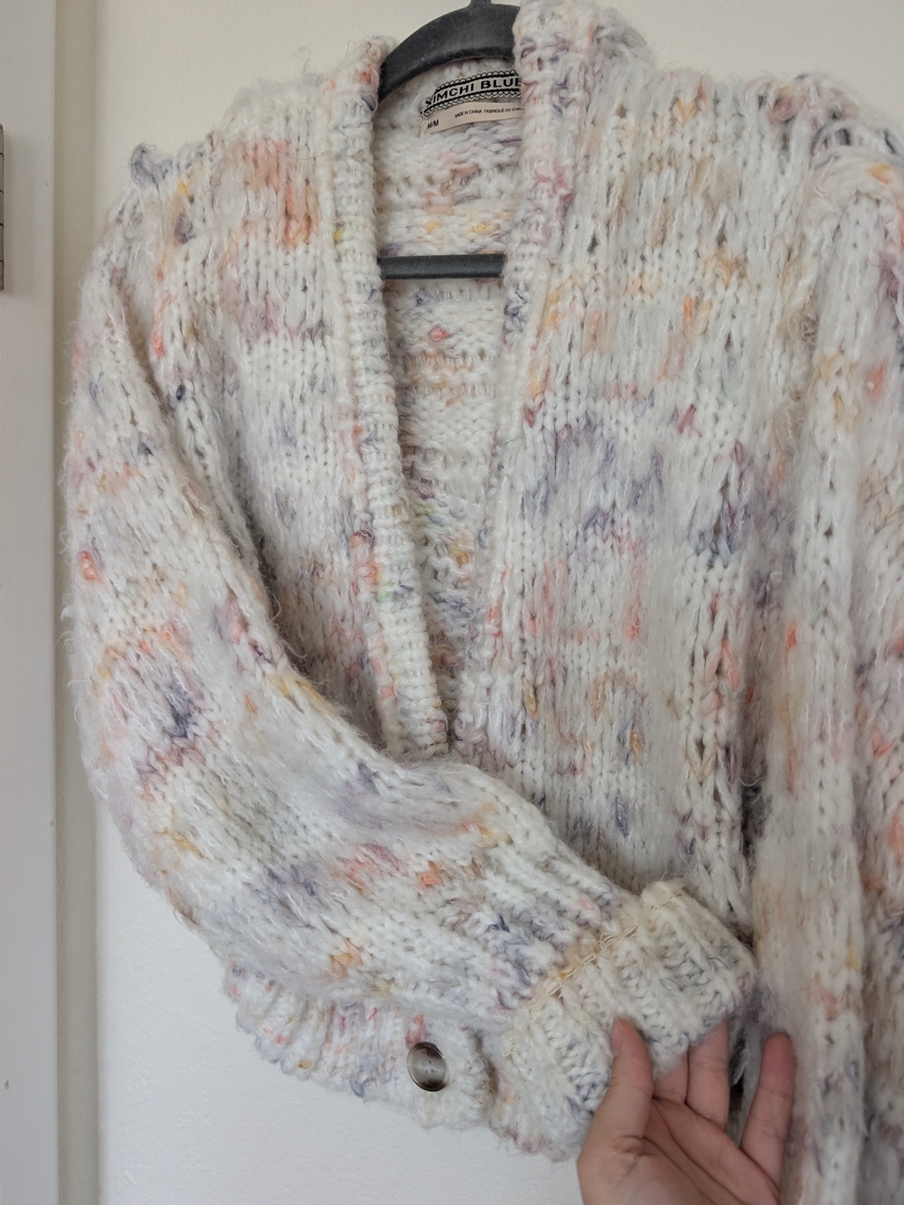 Kimchi Blue Cream Multicolor Speckled Open Cardigan